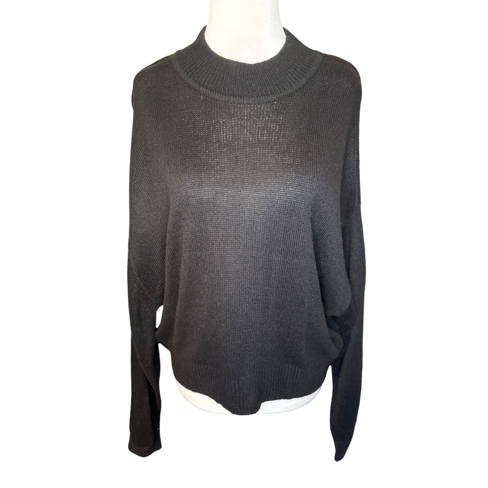 H&M‎ Divided Womens Black Mock Neck Drop Shoulder Knit Pullover Sweater Size M